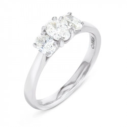 Platinum & Oval Cut Diamond Trilogy Style Ring