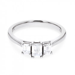 Platinum & Octagon Cut Diamond Trilogy Style Ring