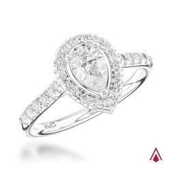 Platinum Skye Pear Diamond Cluster Design Engagement Ring - 0.50ct