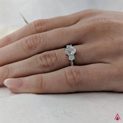 Platinum Memoire Oval Diamond Three Stone Engagement Ring