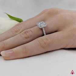 Platinum Skye Princess Diamond Cluster Design Engagement Ring