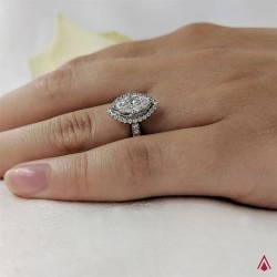 Platinum & Skye Marquise Cut Diamond Cluster Design Ring -0.60ct