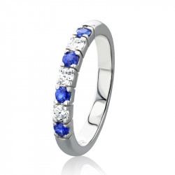 Platinum Sapphire & Diamond Half Eternity Style Ring