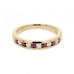 18ct Yellow Gold Ruby & Diamond Channel Set Eternity Ring