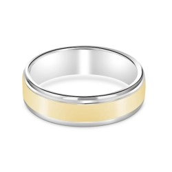 18ct Yellow & White Gold Flat Wedding Ring - 6mm
