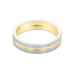 Gents 18ct Yellow Gold & Platinum Satin & Polished Wedding Ring