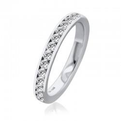 Platinum & Diamond Channel Set Wedding Ring - 3mm