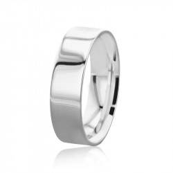 Gents Platinum Flat Profile Wedding Ring - 6mm