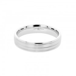 Platinum Gents Satin Central Line Patterned Wedding Ring - 5mm