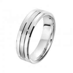 Gents 18ct White Gold Satin & Polished Wedding Ring - 6mm