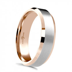 Gents 18ct Rose Gold & Platinum Centre Wedding Ring - 6mm