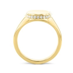 9ct Yellow Gold & Diamond Cushion Shaped Signet Ring