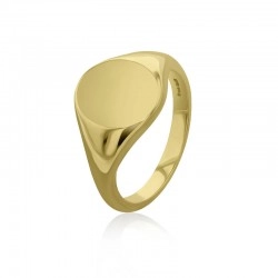 9ct Yellow Gold Oval Signet Ring - 12 x 10mm