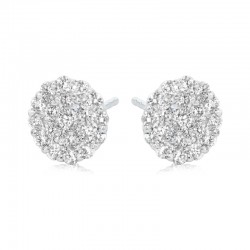 18ct White Gold & Diamond Halo Stud Earrings - 0.75ct