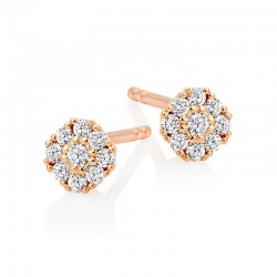 14ct Rose Gold & Diamond Mini Cluster Stud Earrings