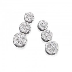 18ct White Gold & Diamond Cluster Drop Earrings