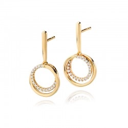 18ct Yellow Gold & Diamond Circle Drop Earrings