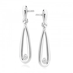 18ct White Gold & Diamond Elongated Pear Drop Earrings