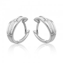 9ct White Gold & Diamond Three Strand Hoop Earrings