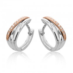 9ct White & Rose Gold Diamond Curve Strand Hoop Earrings