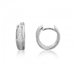 14ct White Gold Tapered Pave Diamond Set Hoops