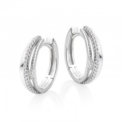 14ct White Gold & Diamond Line Hoop Earrings