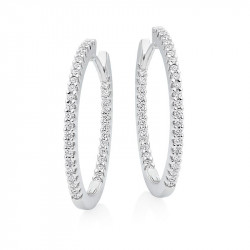 18ct White Gold Diamond Hoop Earrings - 0.50ct