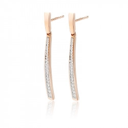 9ct Rose Gold & Diamond Tapered Bar Drop Earrings