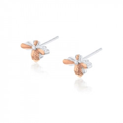Silver & Gold Plated Bumble Bee Design Stud Earrings