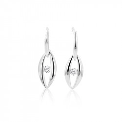 9ct White Gold & Diamond Open Marquise Design Drop Earrings