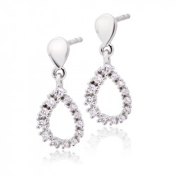 14ct White Gold & Diamond Pear Shaped Drop Style Earrings