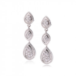 18ct White Gold & Diamond Tear & Marquise Drop Earrings