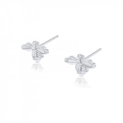 Silver Bumble Bee Stud Earrings side view