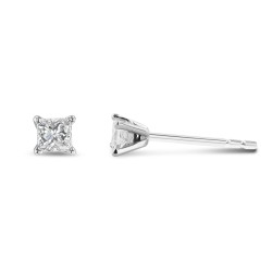 18ct White Gold Princess Cut Diamond Stud Style Earrings - 0.36ct