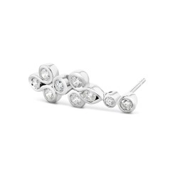 18ct White Gold & Diamond Staggered Design Drop Earrings