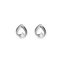 9ct White Gold Open Heart Design Stud Earrings