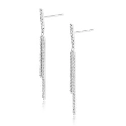 18ct White Gold & Diamond Staggered Strand Drop Design Earrings