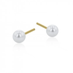 9ct Yellow Gold Cultured Pearl Earring - 4mm