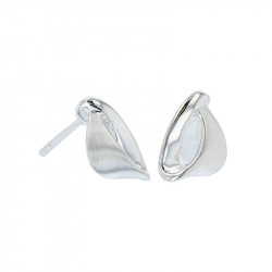Silver Satin & Polished Ribbon Stud Earrings