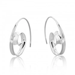 Silver Concave Spiral Hoop Style Earrings