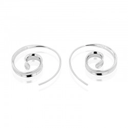 Silver Concave Spiral Hoop Style Earrings