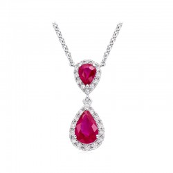 18ct Gold Ruby & Diamond drop Necklace