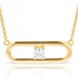 14ct Yellow Gold & Diamond Open Rectangle Necklet