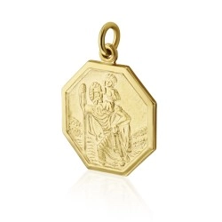 9ct Yellow Gold Small Octagonal St Christopher Pendant