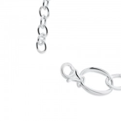 Silver Open Tapered Flat Oval Link Necklace