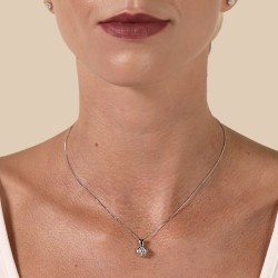 18ct White Gold & Diamond Twisted Rub-Over Pendant - 0.54ct on model