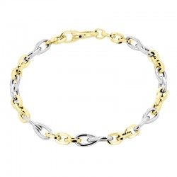 9ct Yellow & White Gold Oval & Tear Shaped Links Bracelet