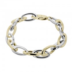 9ct Alternating Yellow & White Gold Tapered Oval Link Bracelet