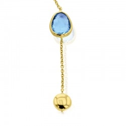 9ct Yellow Gold Blue Topaz & Bead Bracelet - 7.5"