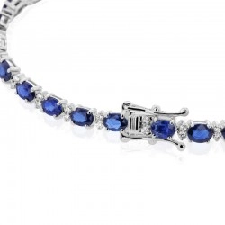 18ct White Gold Oval Cut Sapphire & Diamond Bracelet